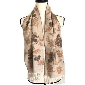 V.FRAAS Floral Cashmink Wrap Scarf With Fringe Made In Germany